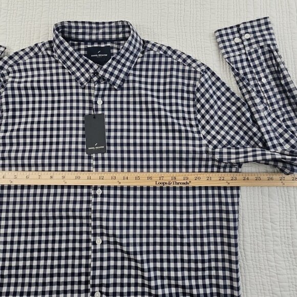 NEW Daniel Hechter Paris Long Sleeve Luxe Shirt Men's XL Navy Blue Checked NWT - Picture 10 of 15